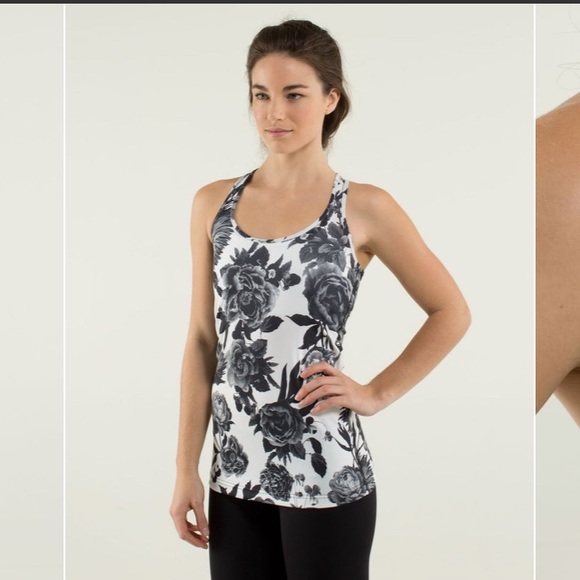 lululemon athletica Tops - Lululemon Cool Racerback Brisk Bloom Black White lululemon athletica Tops - Lululemon Cool Racerback Brisk Bloom Black White